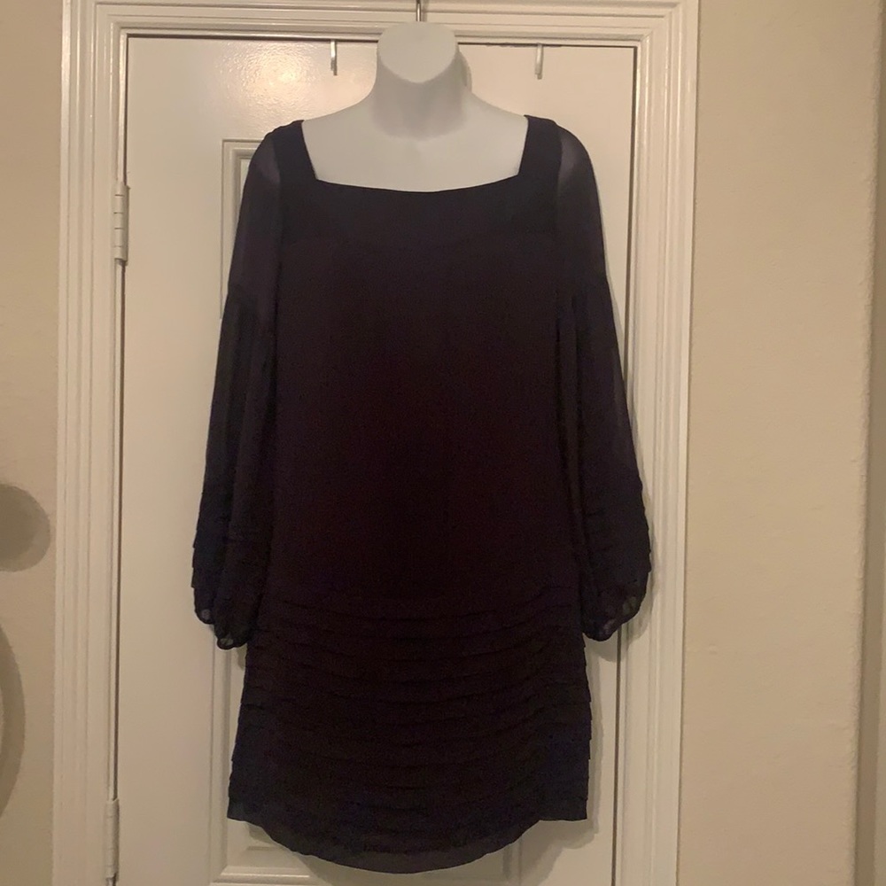 NWT Diane Von Furstenberg Size 6 Purple Ash 100% Silk Mini Dress Sheer Sleeves